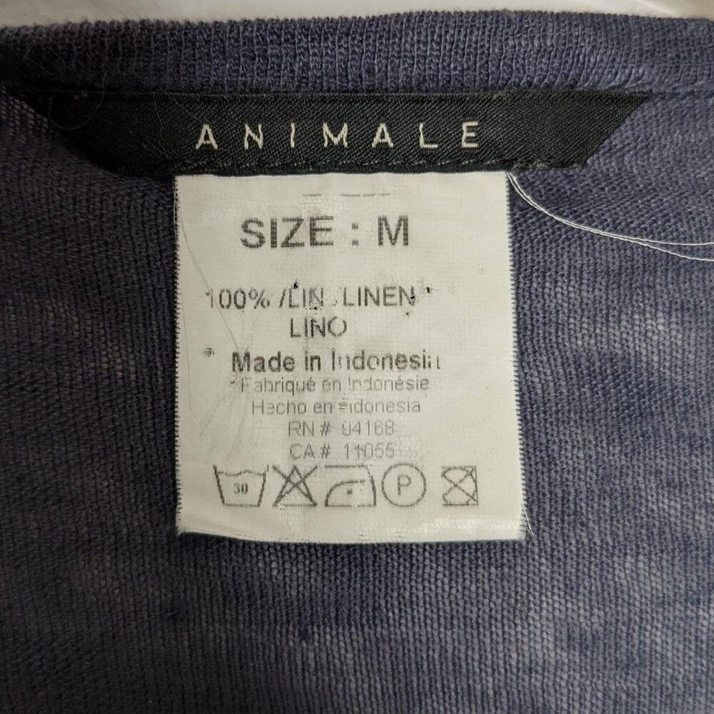 Animale Blue Short Sleeve Linen Open Front Cardigan Size M - Picture 2 of 6